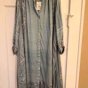 Anita Dongre Light Blue Patterned Midi Dress